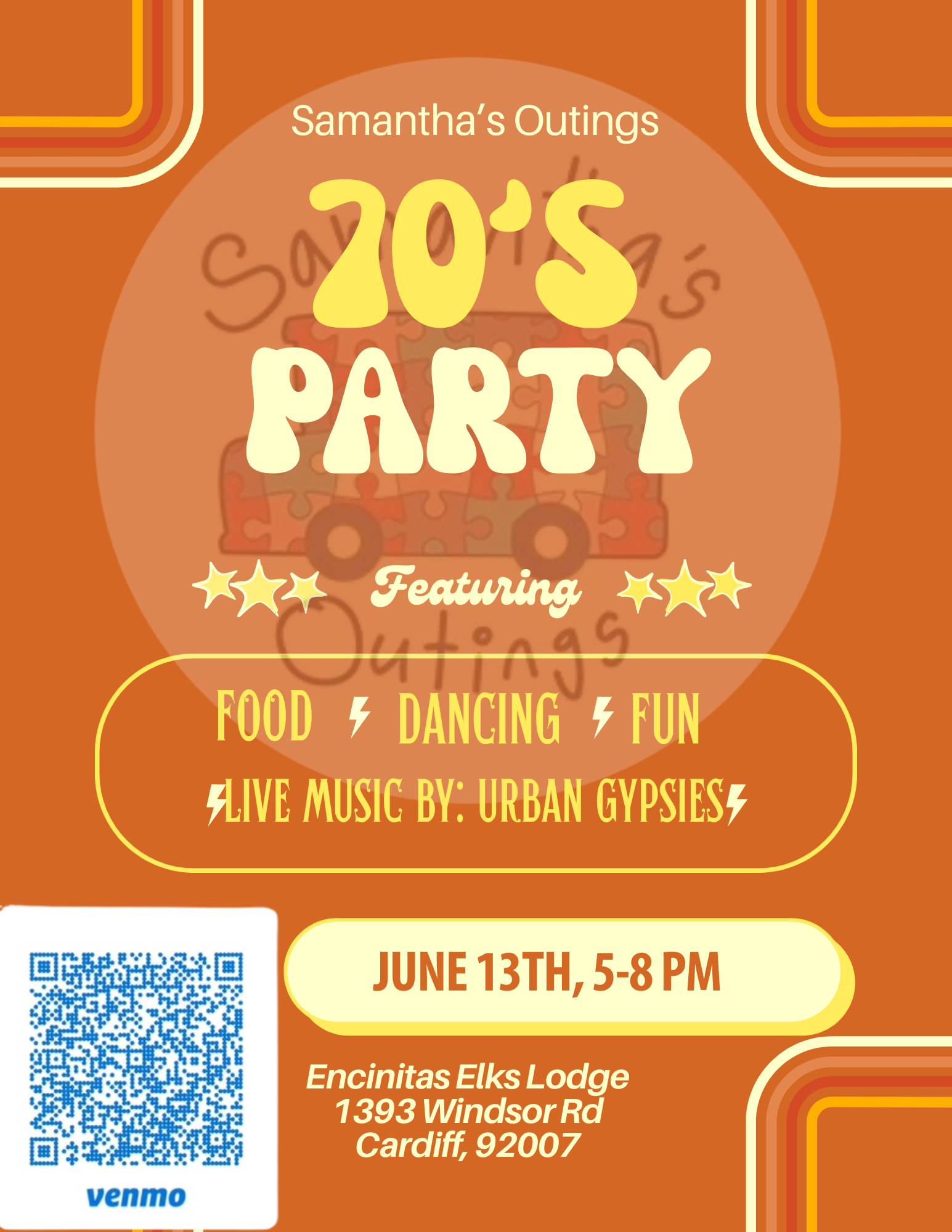 70's Party, June 13th 5-8pm